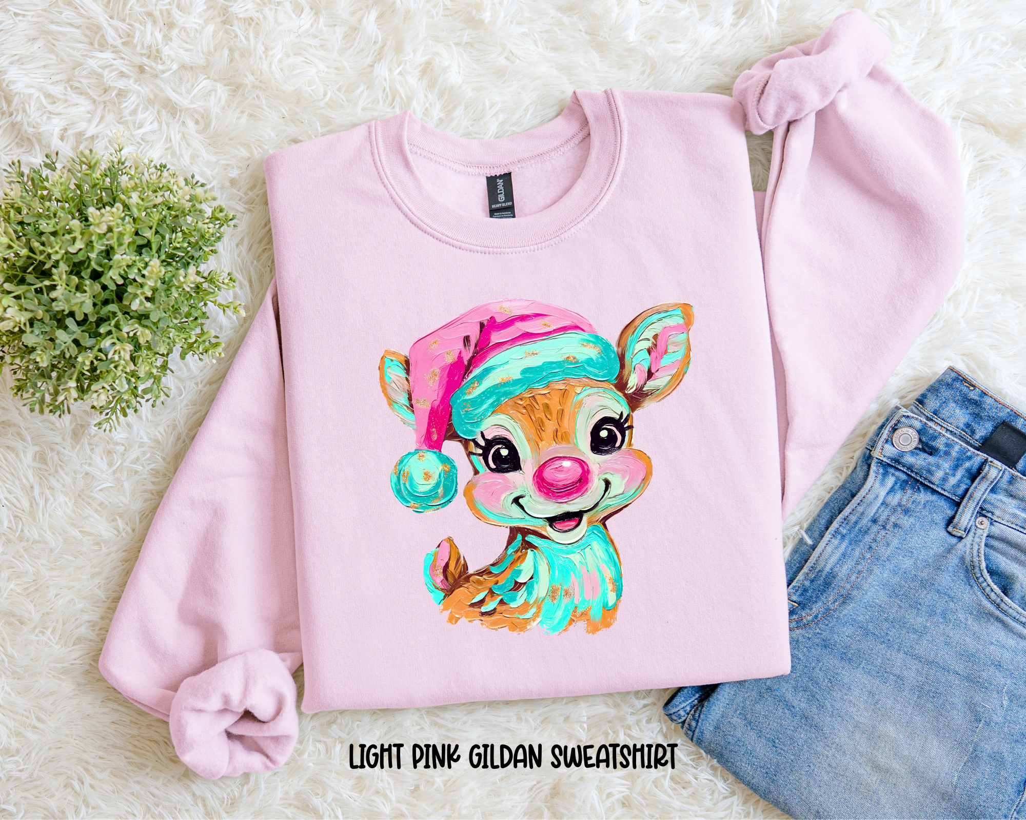 Brushstroke Reindeer Sweatshirt.