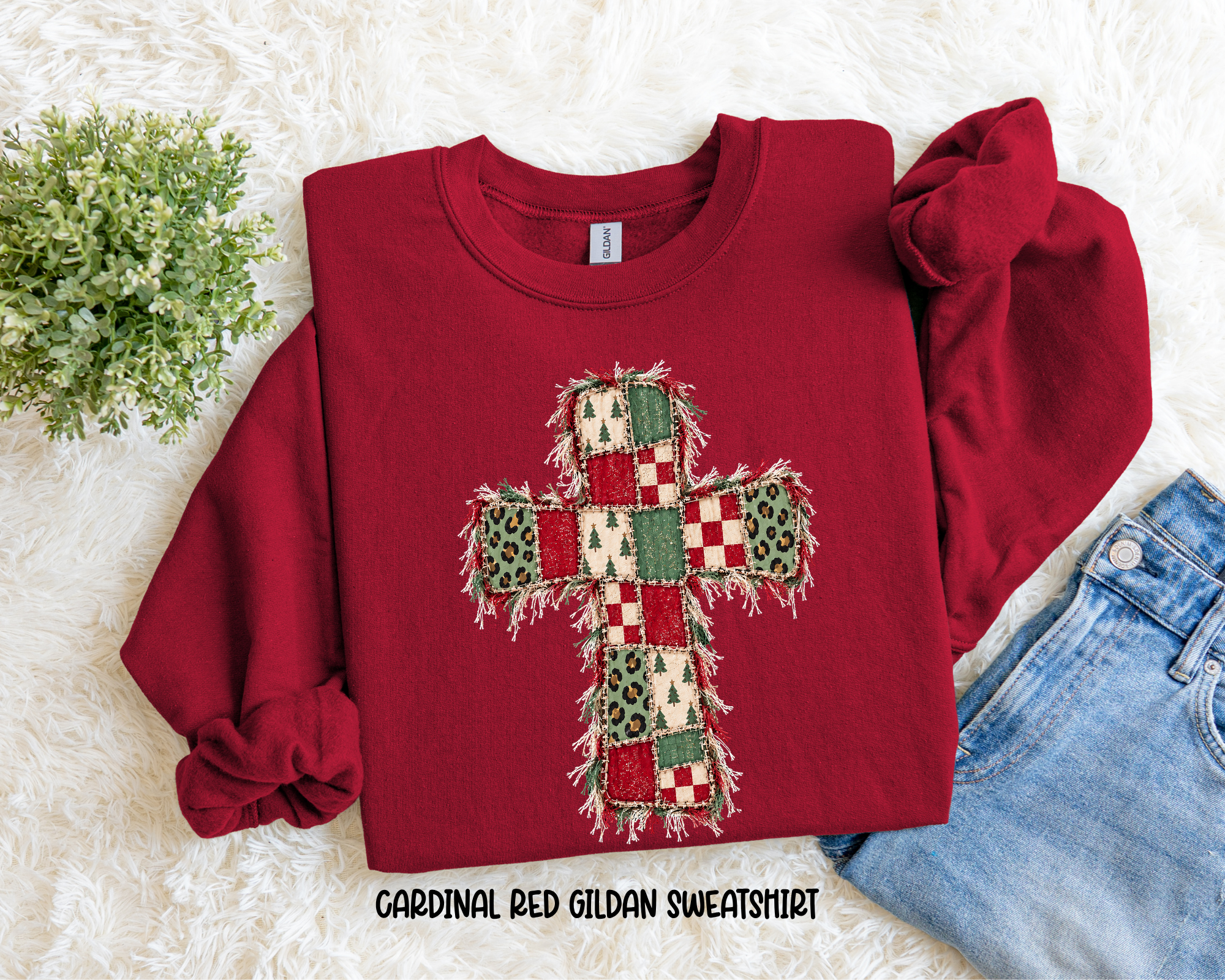 Christmas Patchwork Cross Sweatshirt.