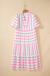Pink Stripe Plus Maxi Dress