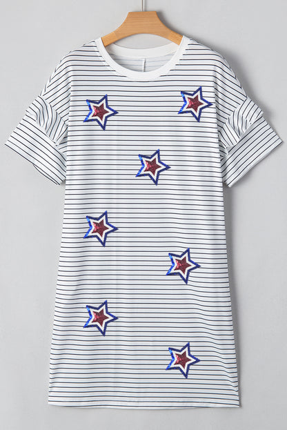 White Stripe Sequin Dress New RTS