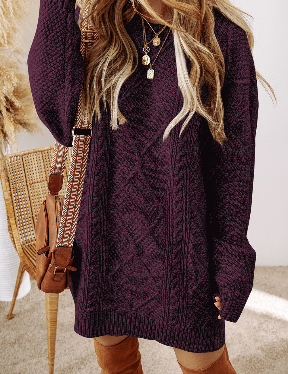 Cable Knit Sweater Dress