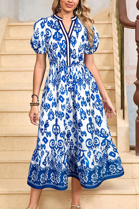 Blue Floral V Neck Maxi RTS