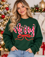 Merry Checkered Bow Sweatshirt.