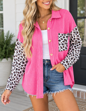 Leopard Ribbed Casual Shacket