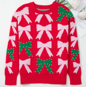 Bow Pearl Christmas Sweater