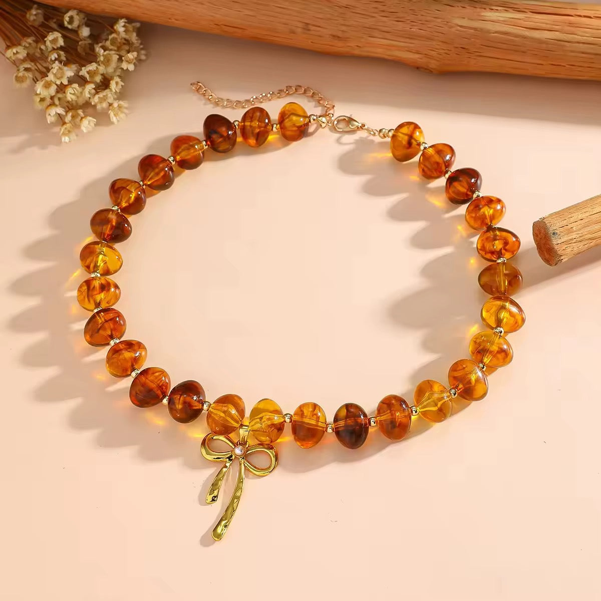 Beaded Bow Necklace