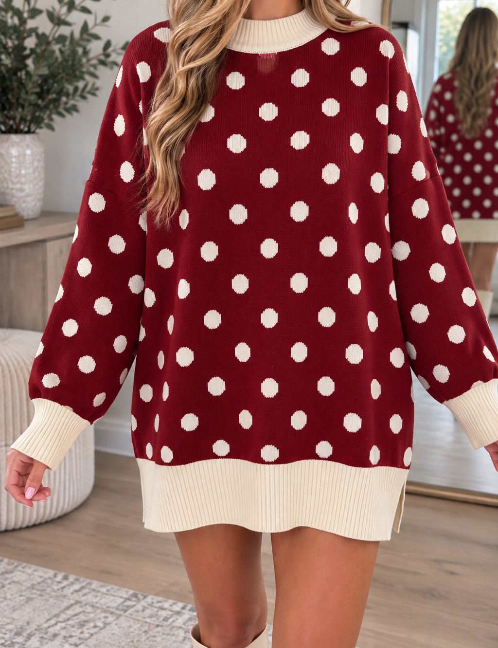 Polka Dot Ribbed Sweater