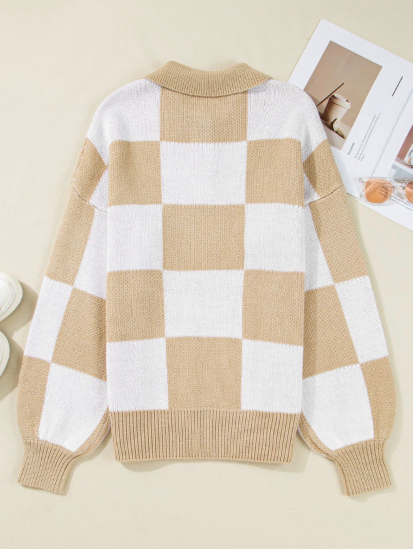 Checkered Loose Sweater Full Run RTS