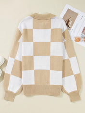 Checkered Loose Sweater Full Run RTS