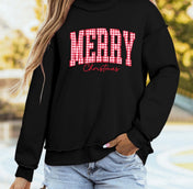 Plaid Merry Christmas High Neck Sweatshirt