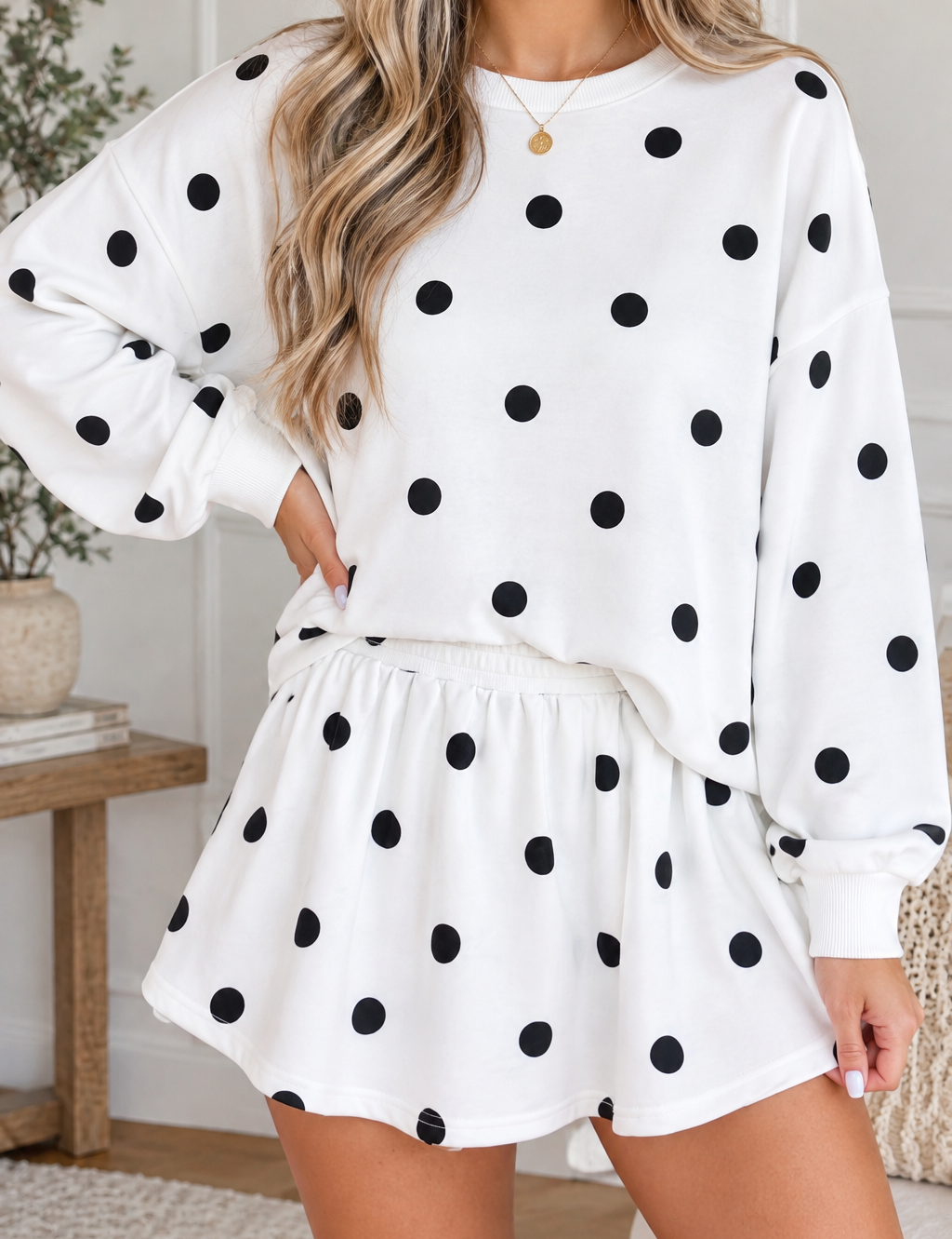 Polka Dot Relaxed Skort Set