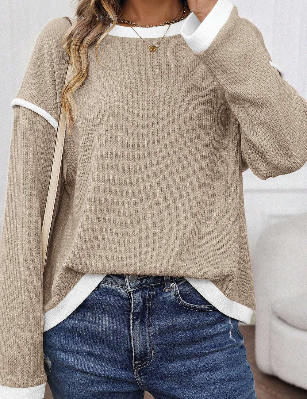 Contrast Loose Top