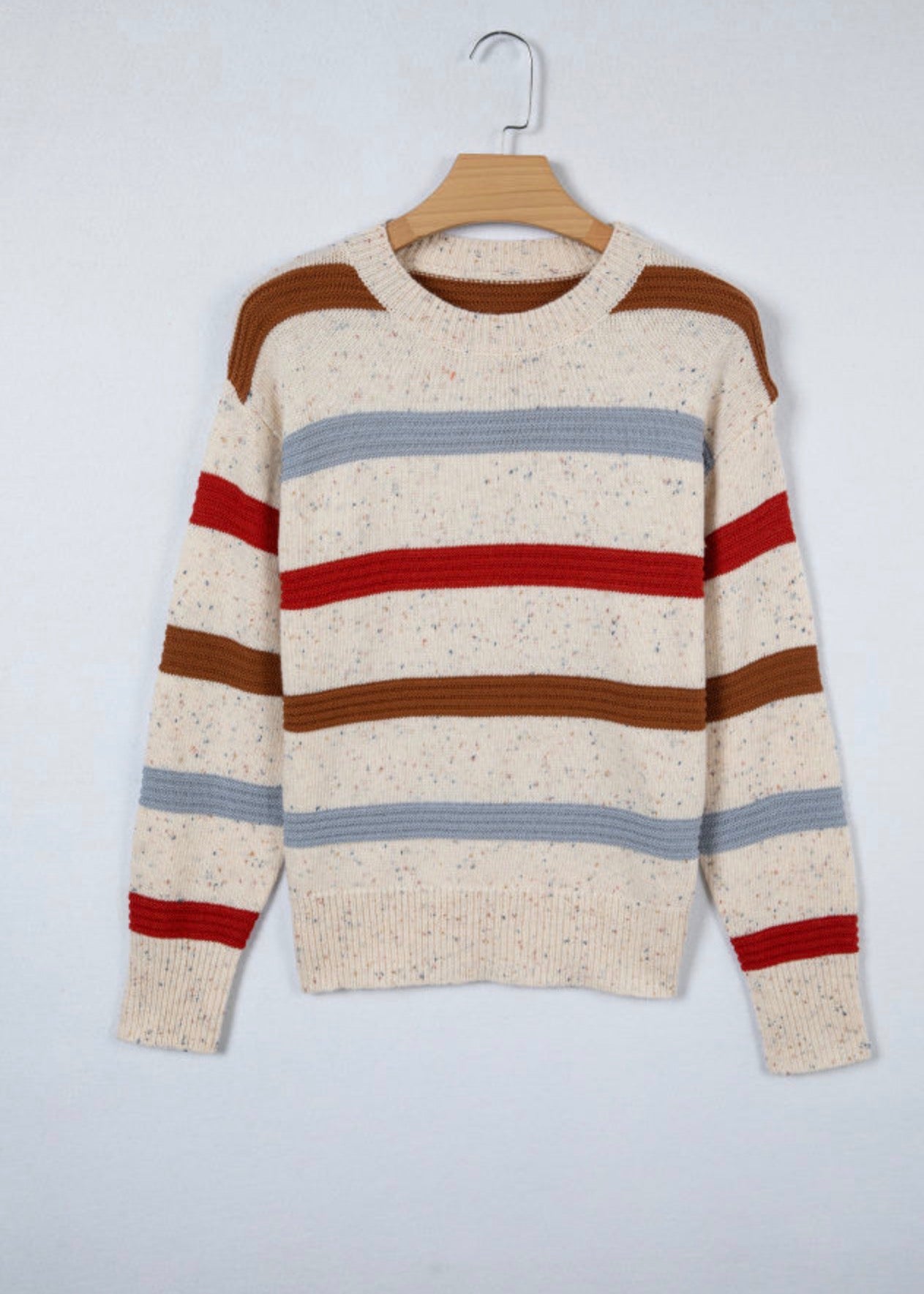Beige Stripe Knit Sweater
