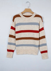 Beige Stripe Knit Sweater