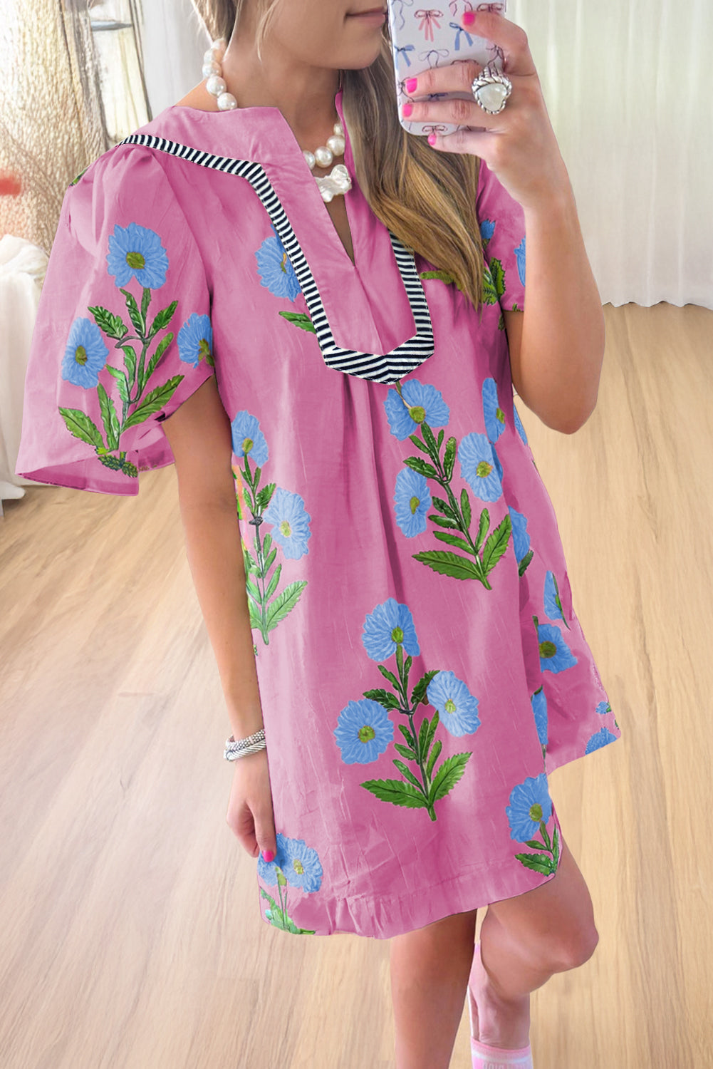 Floral Split Neck Dress FB