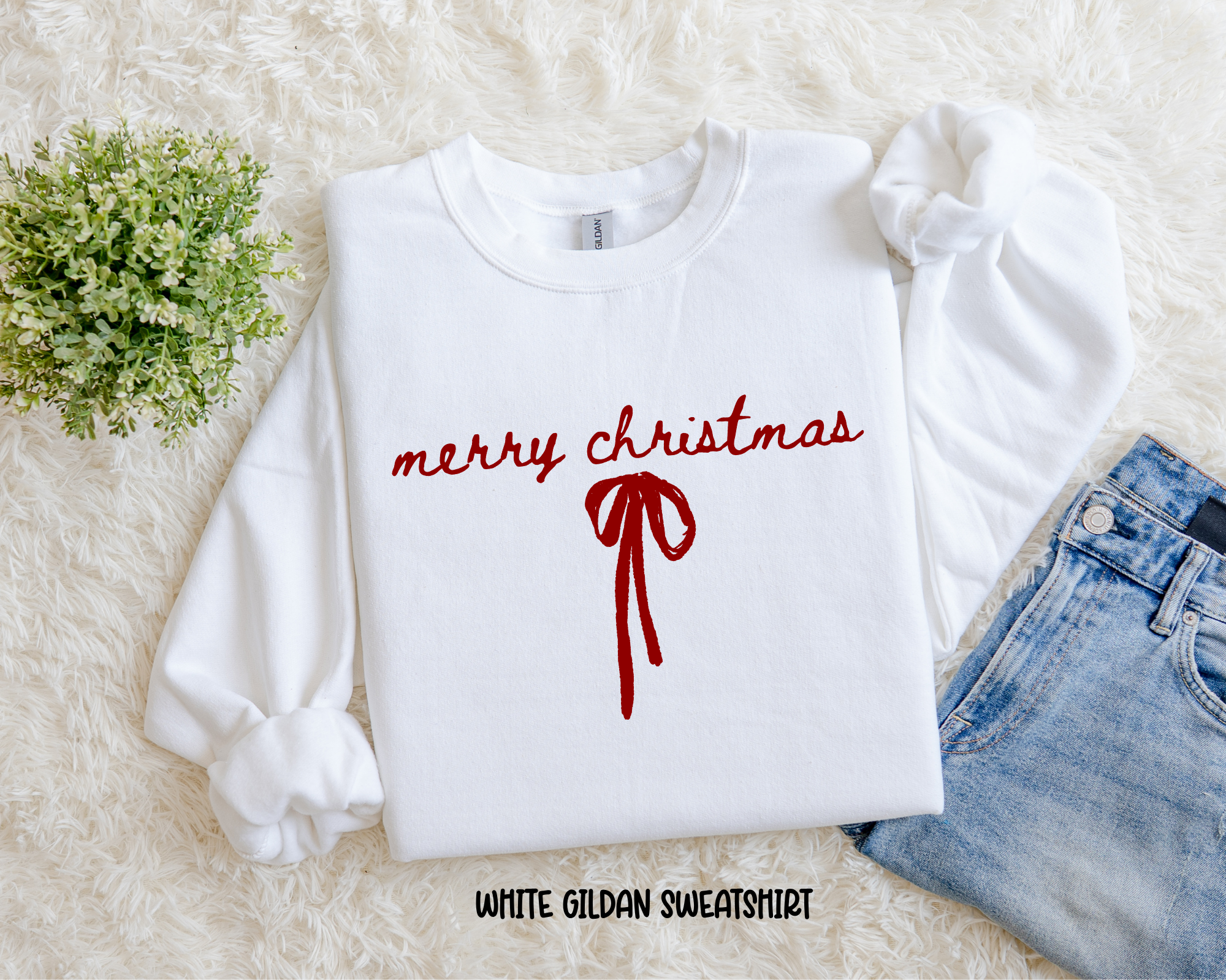 Merry Christmas Coquette Bow Sweatshirt.