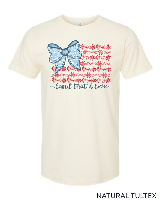 Tultex Floral Flag Land That I Love Tee.