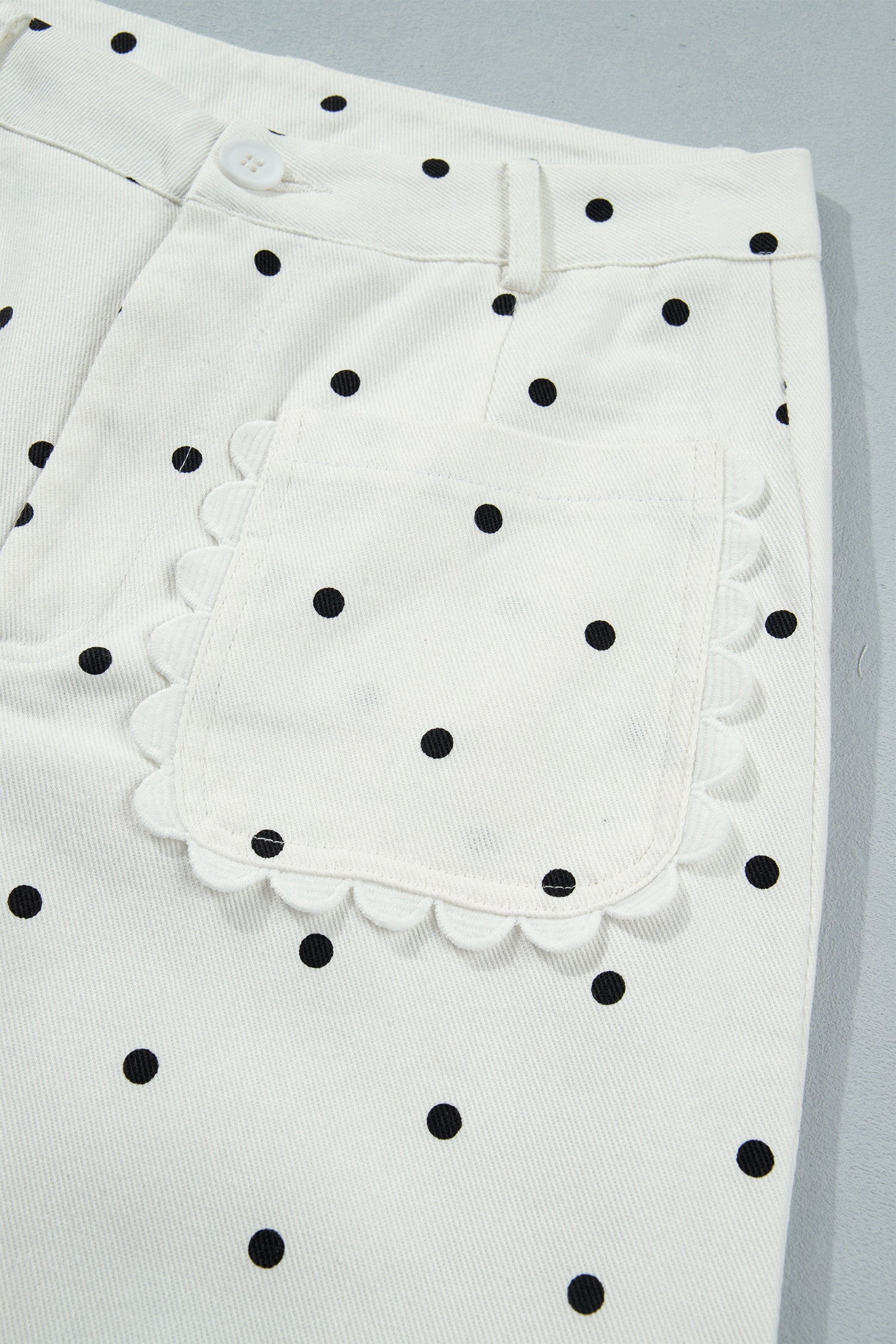 Polka Dot Scalloped Jeans
