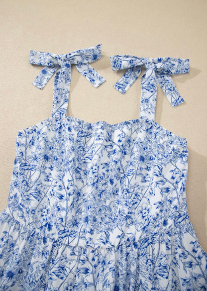 Blue Floral Dress with Pockets