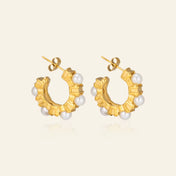 Pearl and Gold Statement Hoops