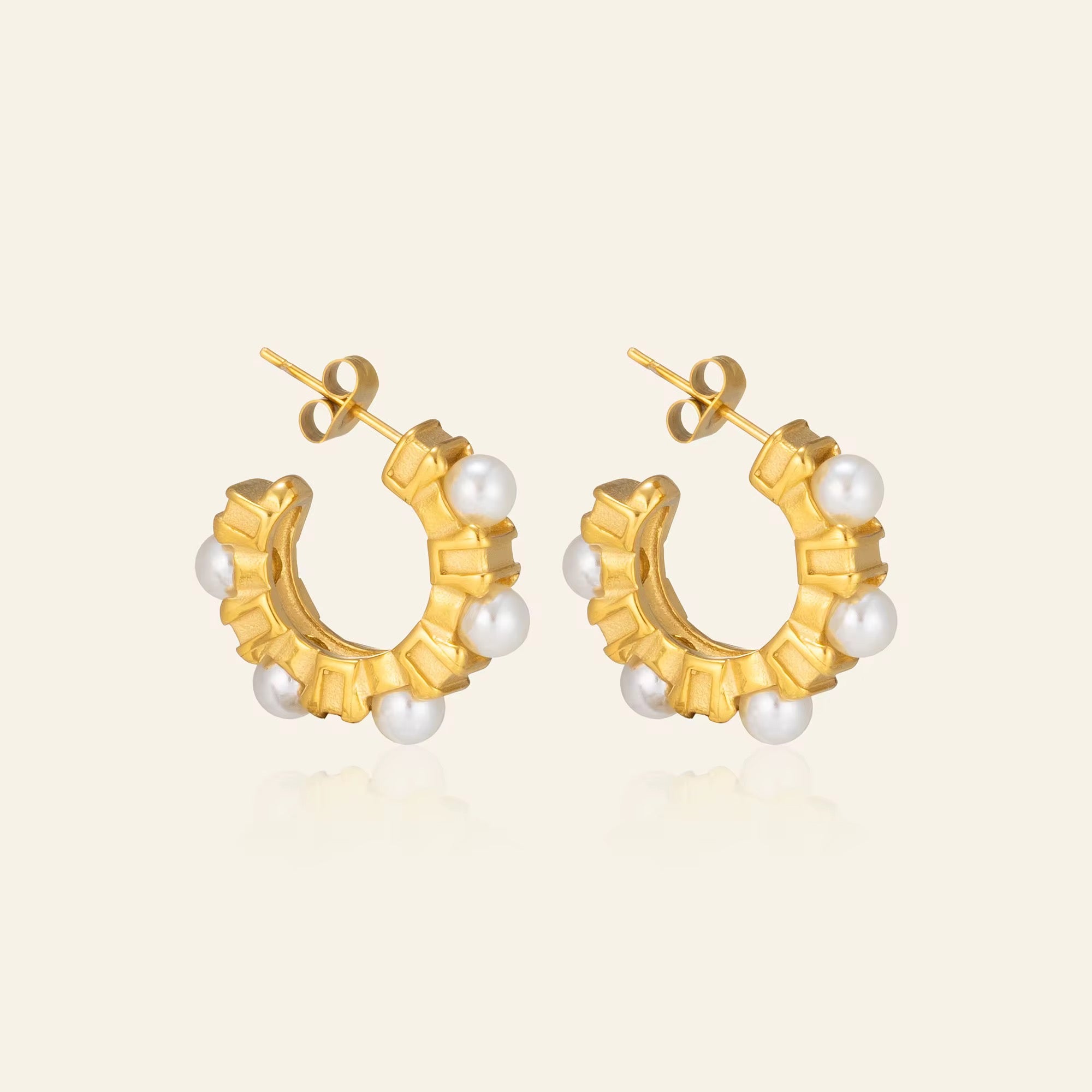 Pearl and Gold Statement Hoops