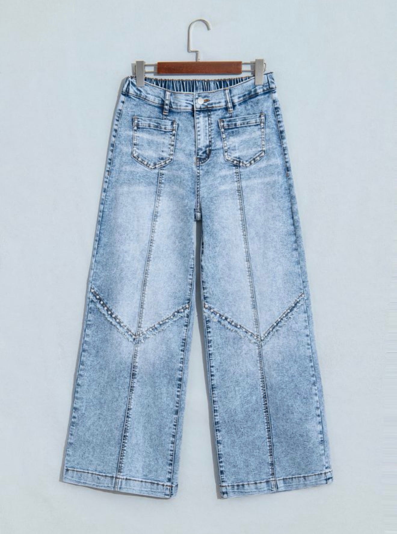 Studded Wide Leg Pocketed Jeans