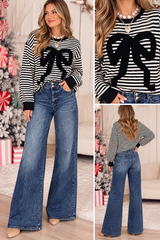 Black Velvet Bow Sweatshirt