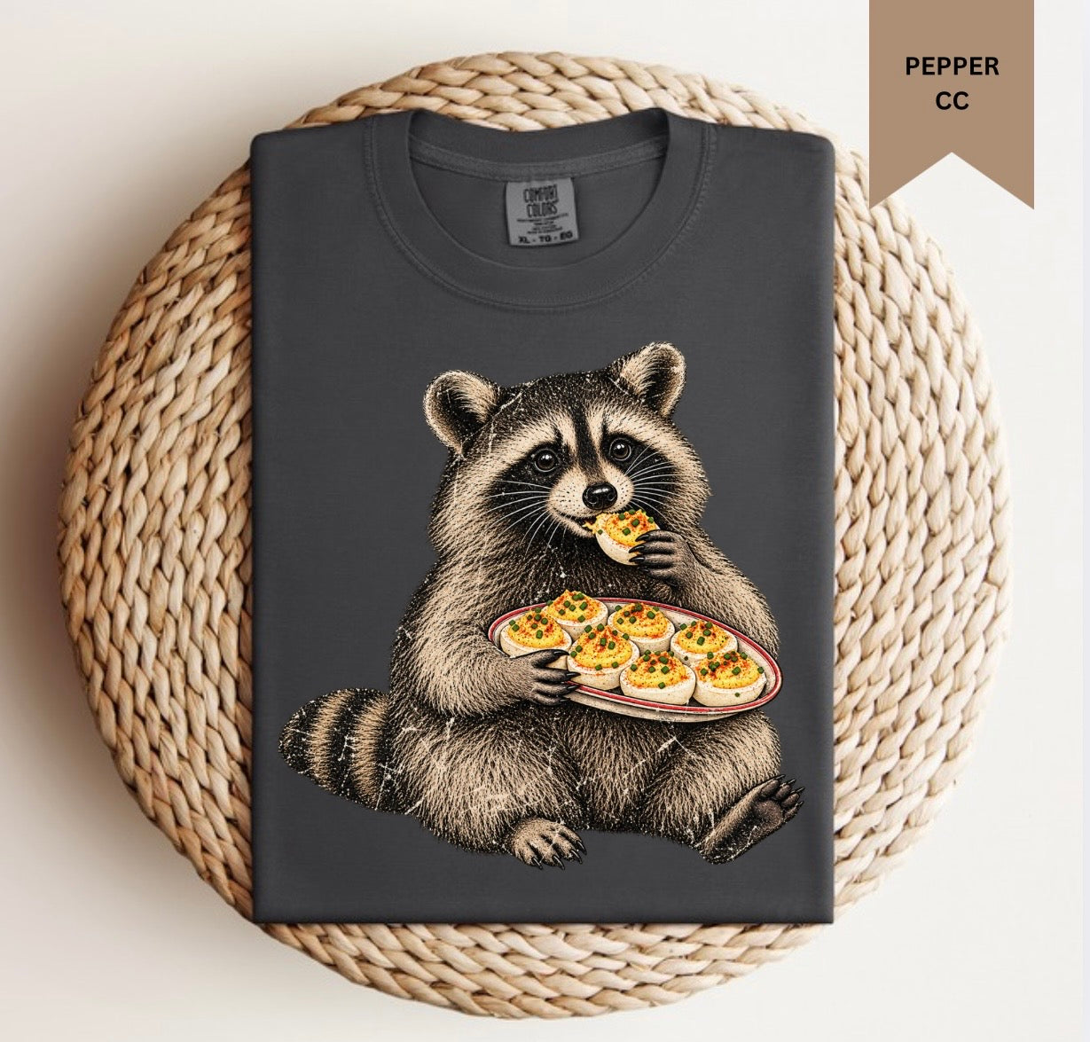 Deviled Egg Raccoon Tee.