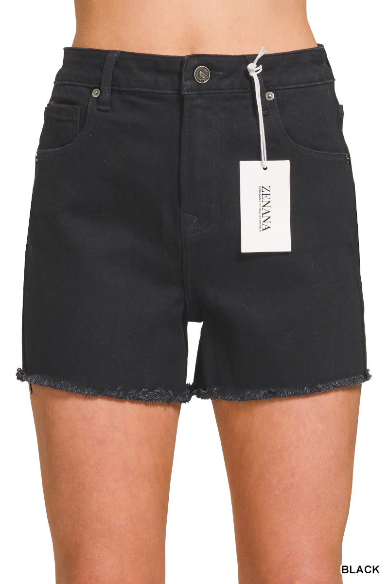 Black Frayed Raw Denim Zenana RTS