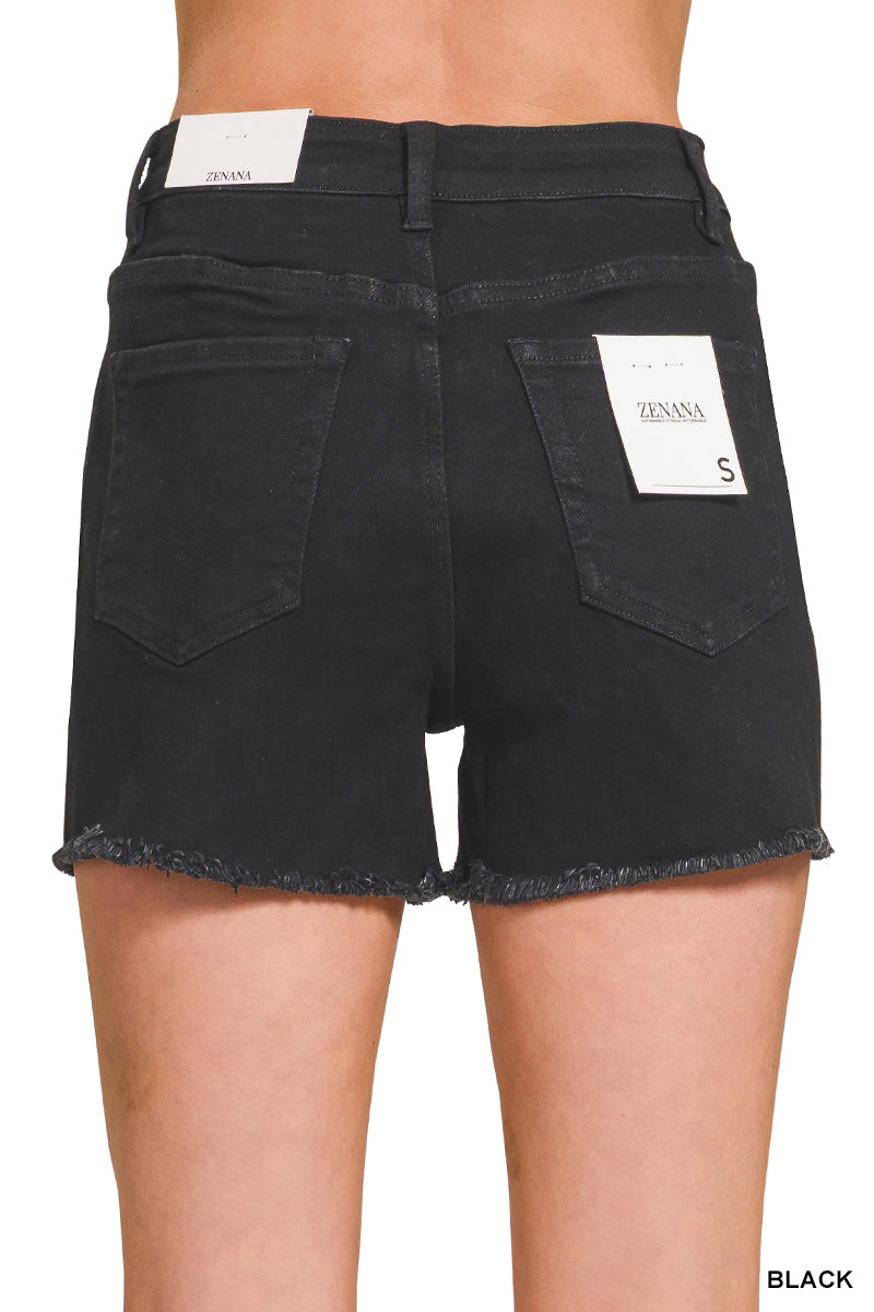Black Frayed Raw Denim Zenana RTS