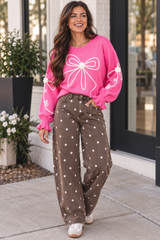 Pink Bow Trim Sweater