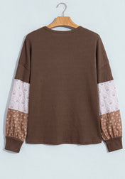 Waffle Knit Patchwork Top