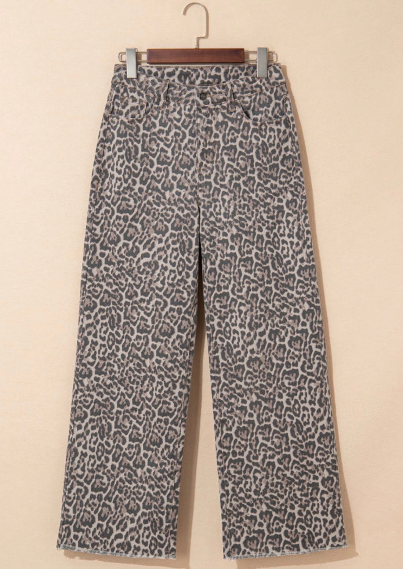 Leopard Frayed High Waist Jeans