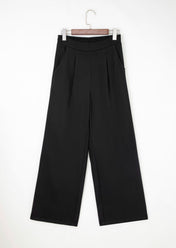 Black Pleated Pull On High Elastic Pants