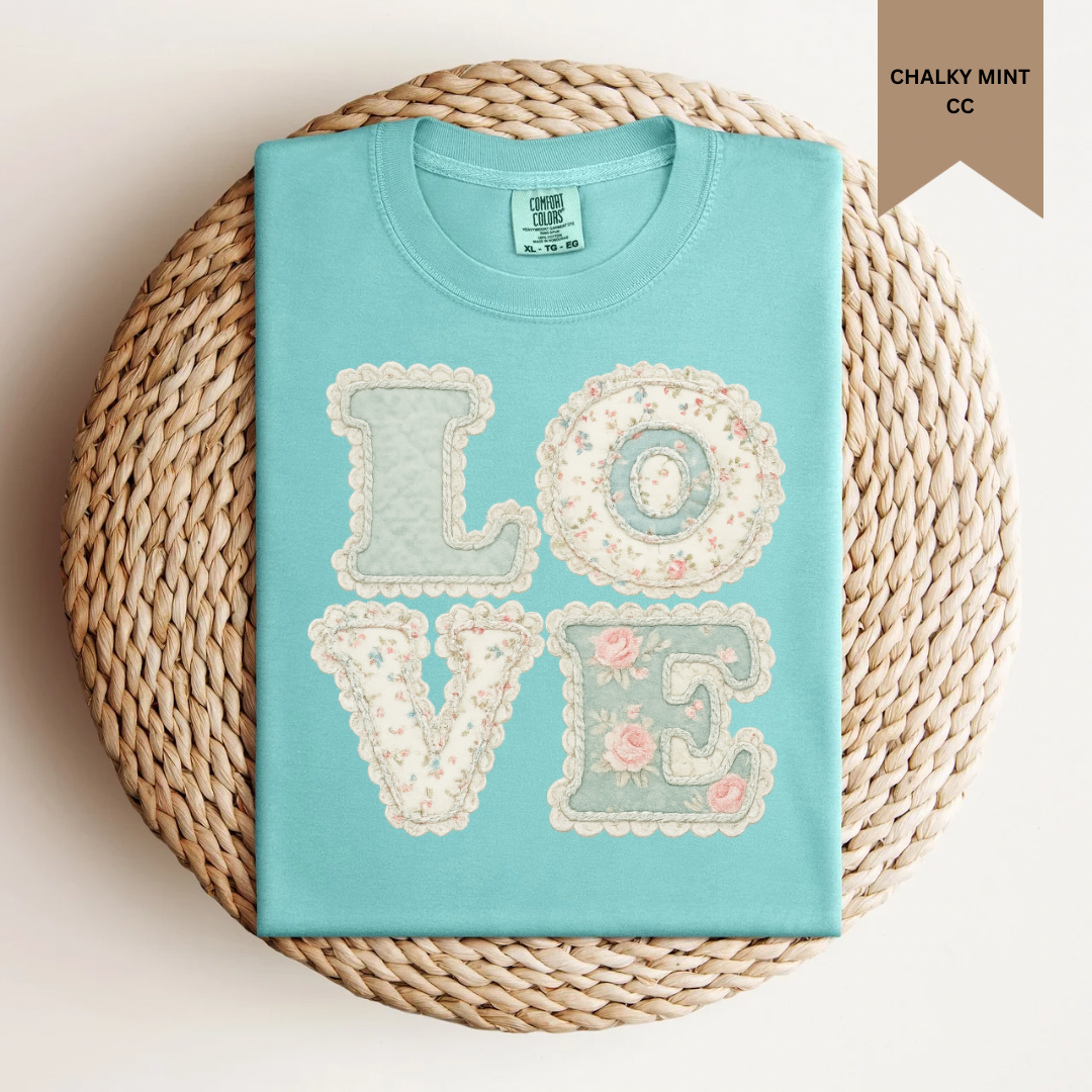 Faux Quilted Love Tee.