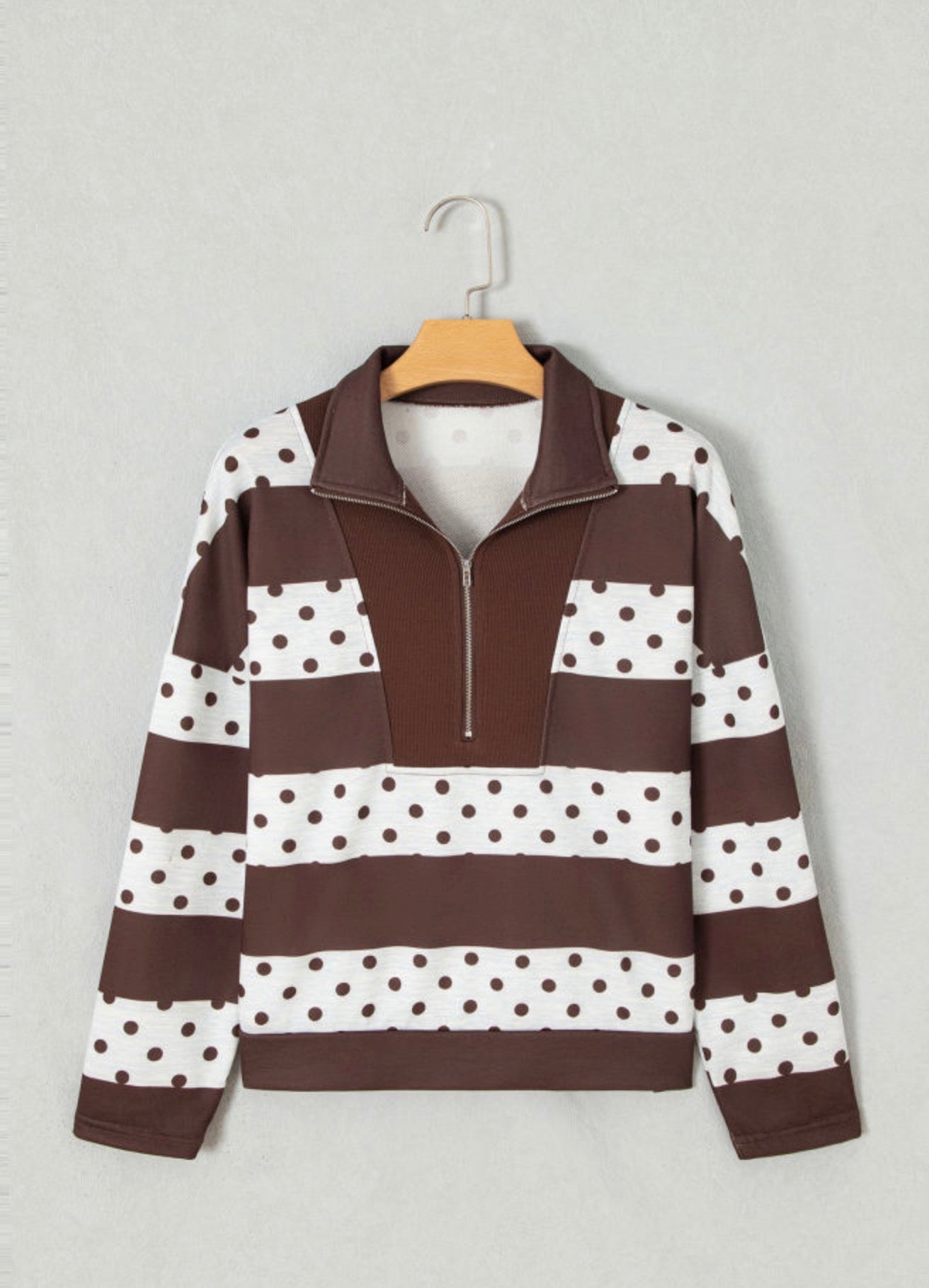 Stripe Polka Dot Quarter Zip