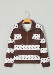 Stripe Polka Dot Quarter Zip