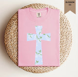 Blue Floral Cross Tee.