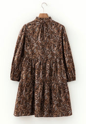 Brown Paisley Flowy Dress 100% Cotton