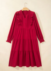 Red Ruffle Midi Dress