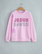 Patchwork Jesus Saves Baggy Sweatshirt