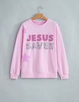 Patchwork Jesus Saves Baggy Sweatshirt