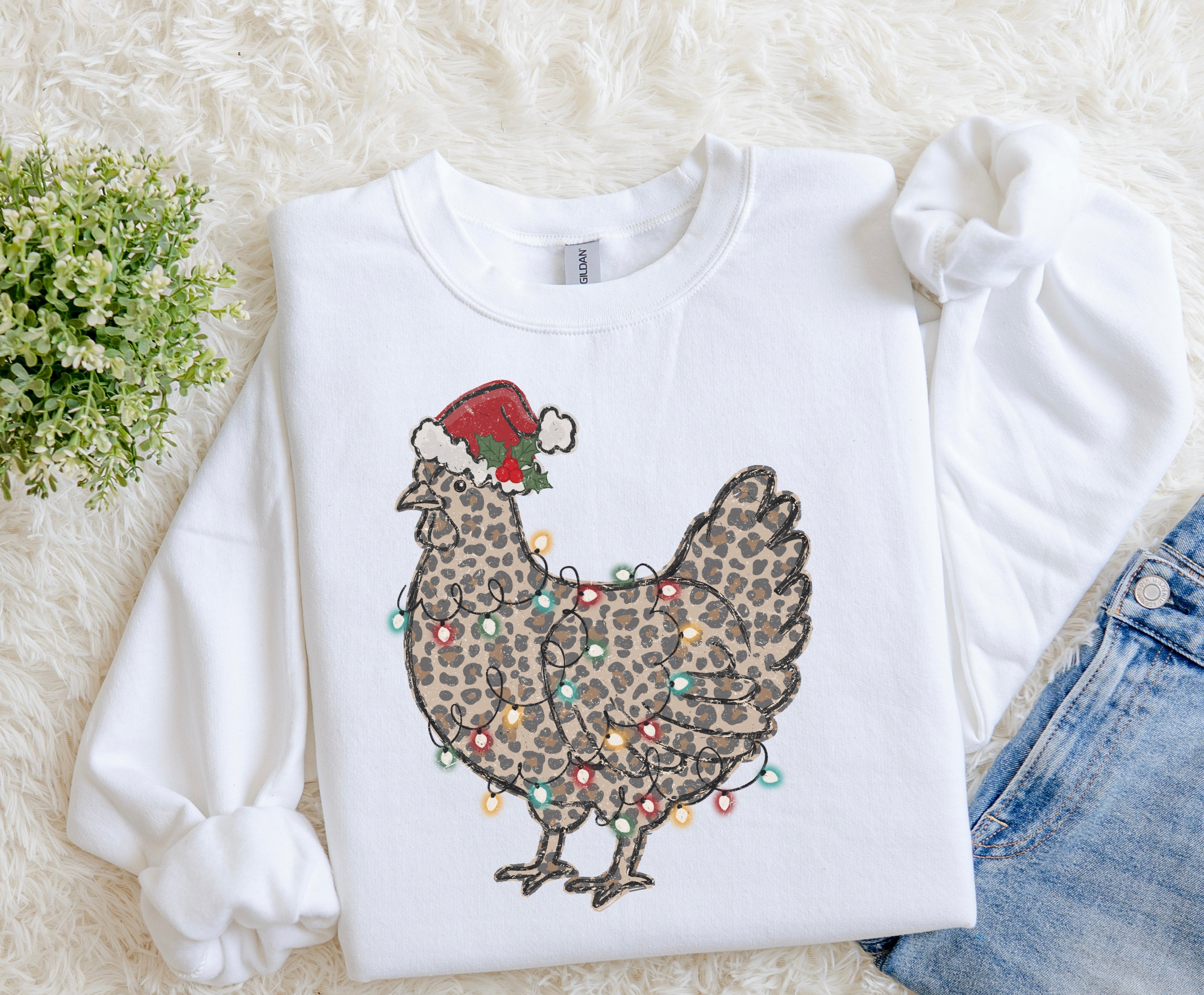 Leopard Christmas Chicken Sweatshirt.