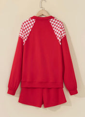 Red Plaid Zip Set Full Run RTS
