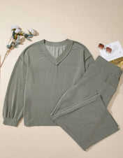 Green Ribbed Exposed Seam Plus Set