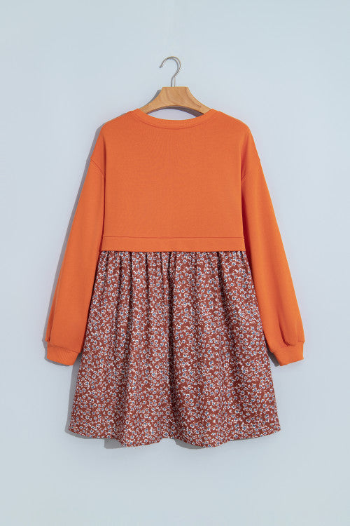 Orange Floral 2 in 1 Mini Dress