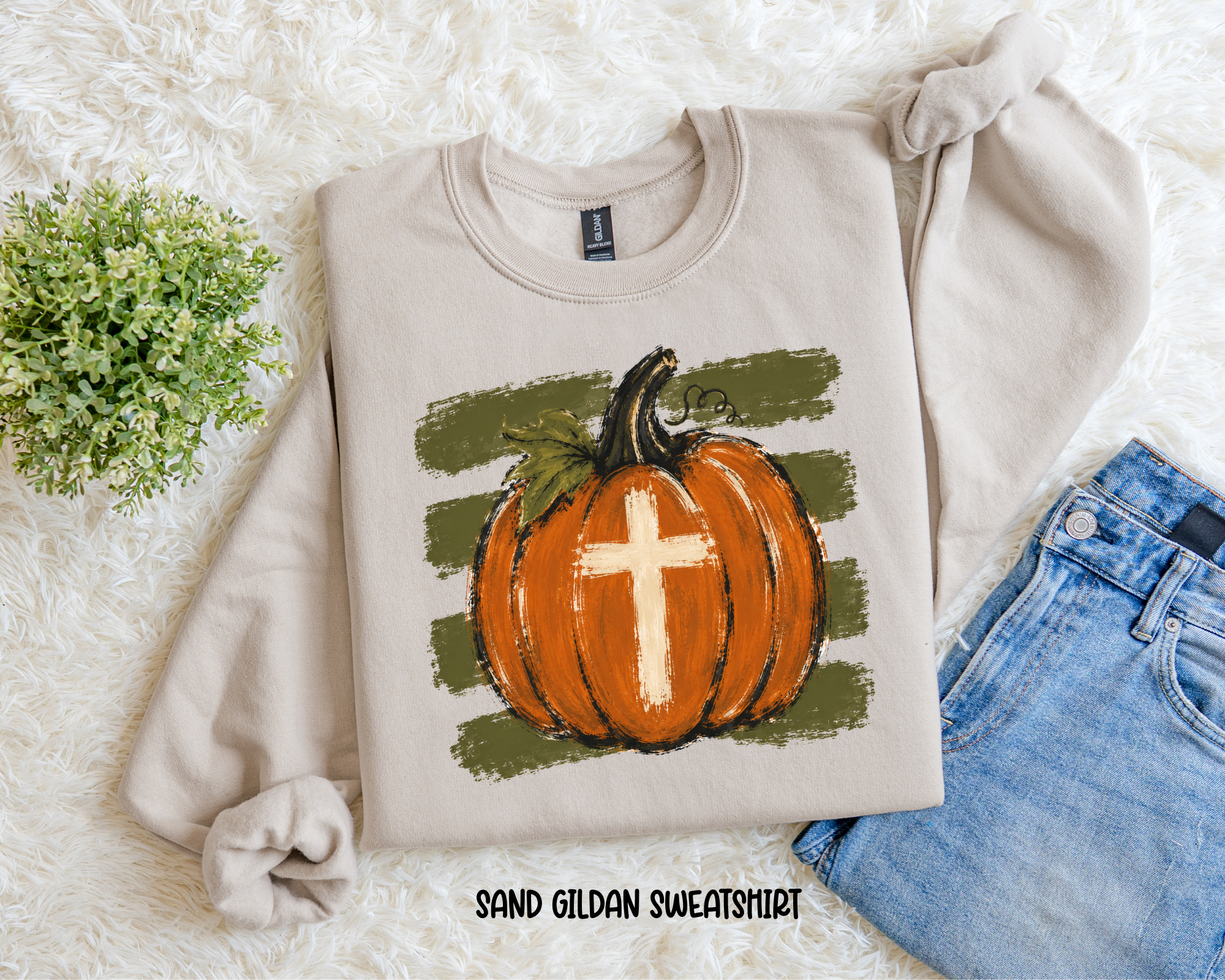 Pumpkin With Cross Sweatshirt.