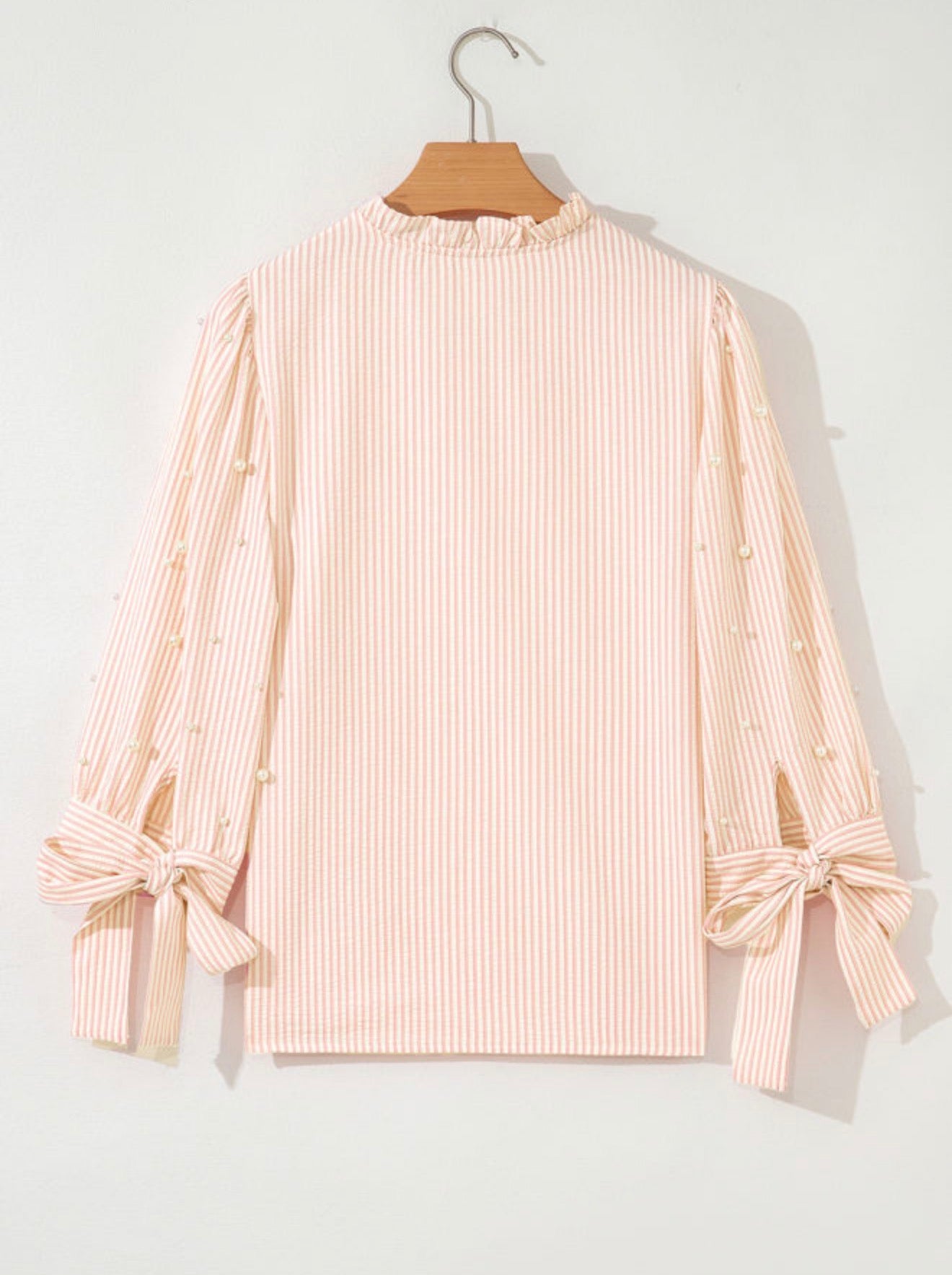 Pink Stripe Pearl Blouse Full Run RTS