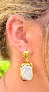 Pearl Geometric Pendant Earrings New RTS