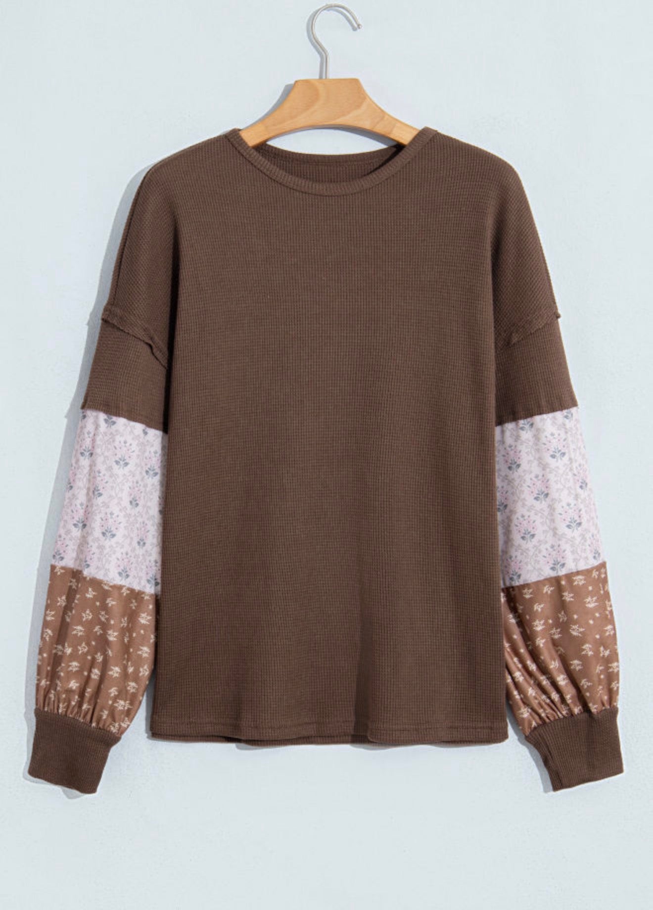 Waffle Knit Patchwork Top